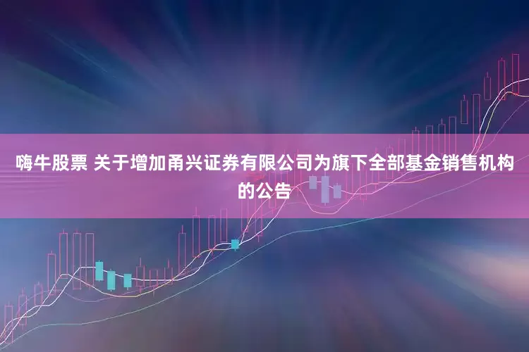 嗨牛股票 关于增加甬兴证券有限公司为旗下全部基金销售机构的公告
